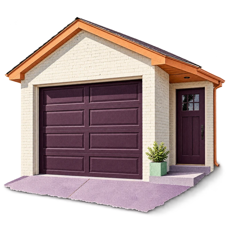 Original paper relief collage of a garage and a separate house entrance